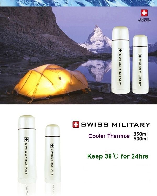 Swiss Military Thermos Cooler Insulated Stainless Steel Durable 350ml